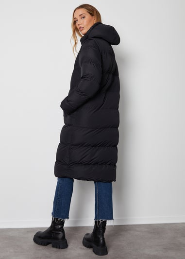 Threadbare Black Ony Longline Hooded Puffer Jacket