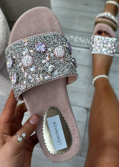 Love Lemonade Pink Sparkly Gem Sliders