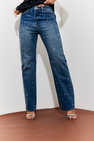 In The Style Blue Pearl Detail Jeans