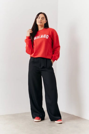 In The Style Red Chicago Slogan Sweatshirt