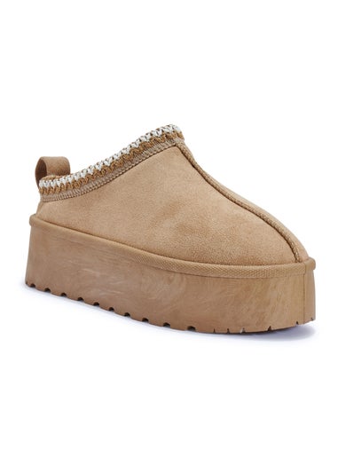 Urban Bliss Sand Platform Faux Fur Slipper