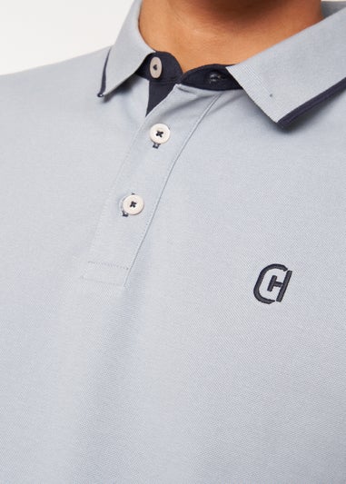 Crosshatch Light Blue Mapouts Pique Polo