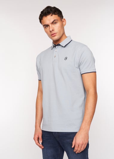 Crosshatch Light Blue Mapouts Pique Polo