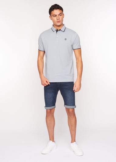 Crosshatch Light Blue Mapouts Pique Polo