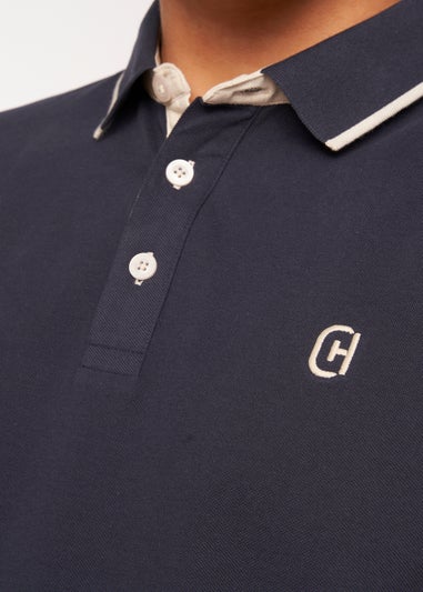 Crosshatch Navy Mapouts Pique Polo