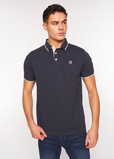 Crosshatch Navy Mapouts Pique Polo