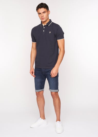 Crosshatch Navy Mapouts Pique Polo