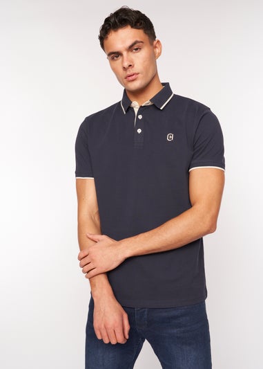 Crosshatch Navy Mapouts Pique Polo