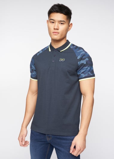 Crosshatch Navy Cramdark Camo Polo