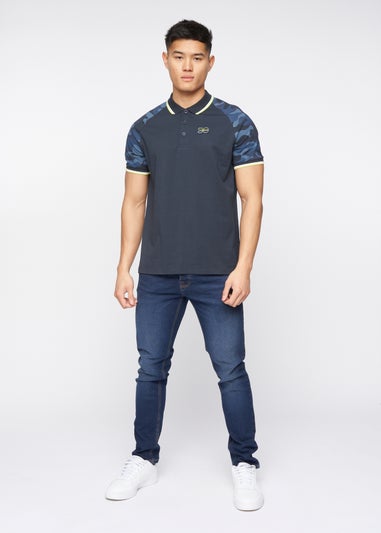 Crosshatch Navy Cramdark Camo Polo