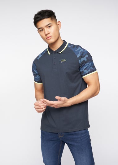 Crosshatch Navy Cramdark Camo Polo