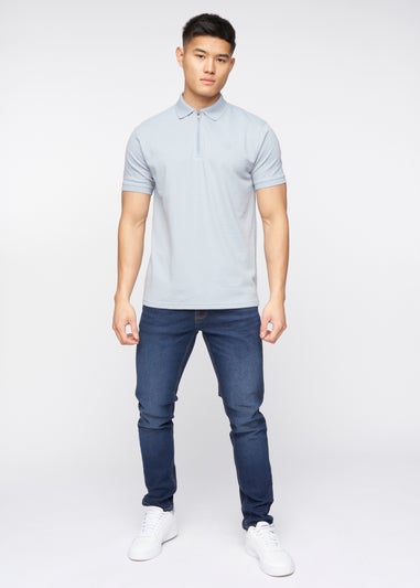 Crosshatch Blue Telepart Zip Neck Polo