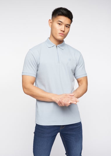 Crosshatch Blue Telepart Zip Neck Polo