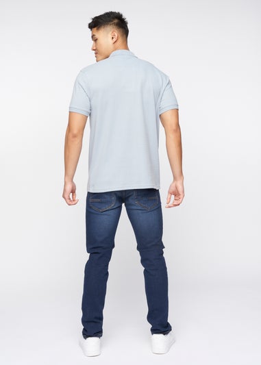 Crosshatch Blue Telepart Zip Neck Polo