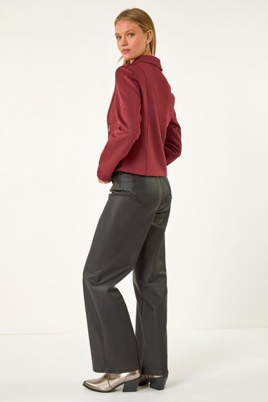 Roman Burgundy Faux Suede Biker Jacket