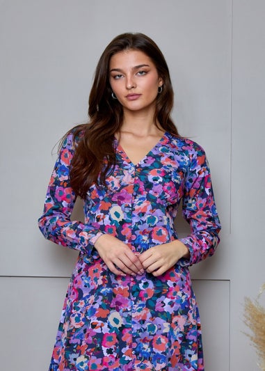 Chi Chi London Multi Floral Button Through Midi Dress