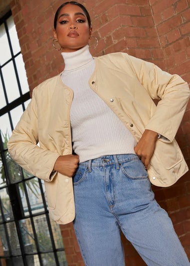 Chi Chi London Khaki Reversible Quilted Short Jacket