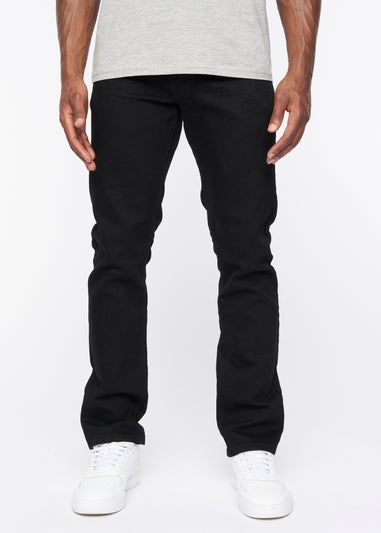 Crosshatch Solid Black Cadman Straight Jeans