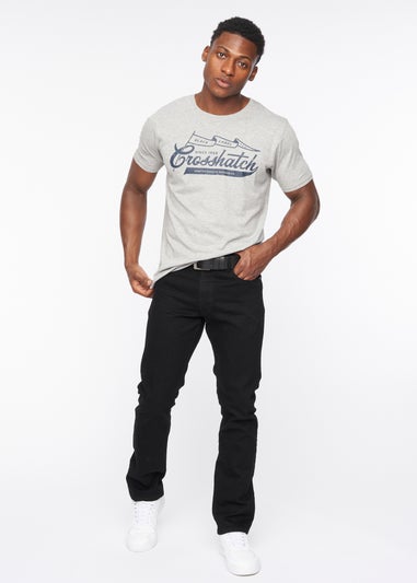 Crosshatch Solid Black Cadman Straight Jeans