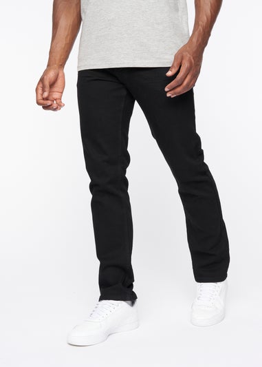 Crosshatch Solid Black Cadman Straight Jeans