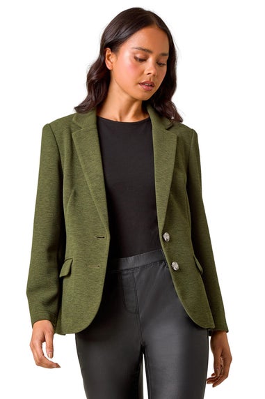 Roman Khaki Petite Textured Stretch Blazer