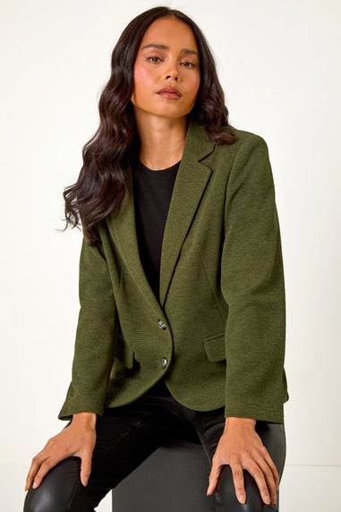 Roman Khaki Petite Textured Stretch Blazer