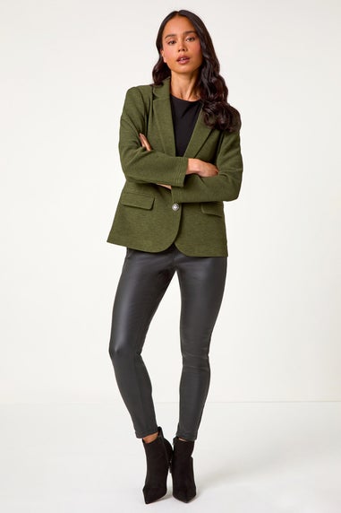 Roman Khaki Petite Textured Stretch Blazer