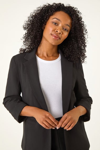 Roman Black Petite Revere Collar Stretch Blazer