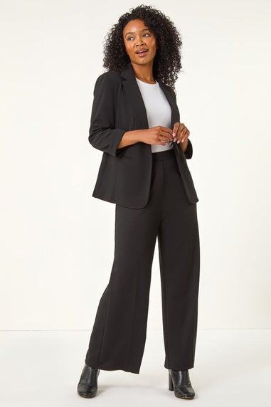 Roman Black Petite Revere Collar Stretch Blazer