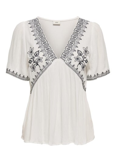 JDY White Embroidered Blouse