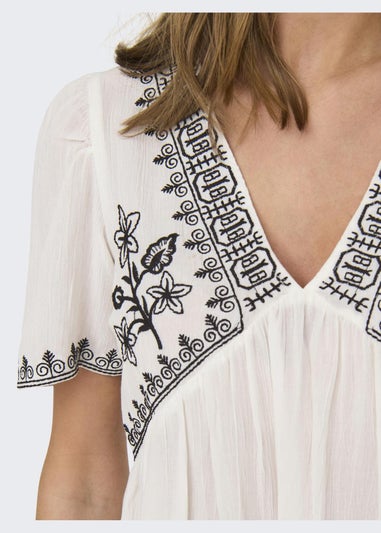 JDY White Embroidered Blouse