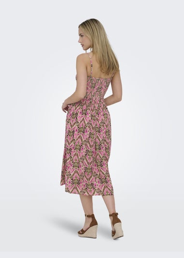 JDY Pink Abstract Midi Dress