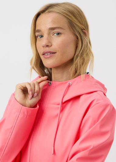 Pink Short Rubberised Parka Jacket