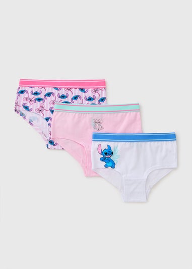 Girls Disney Stitch 3 Pack Pink Hipsters (2-7yrs)