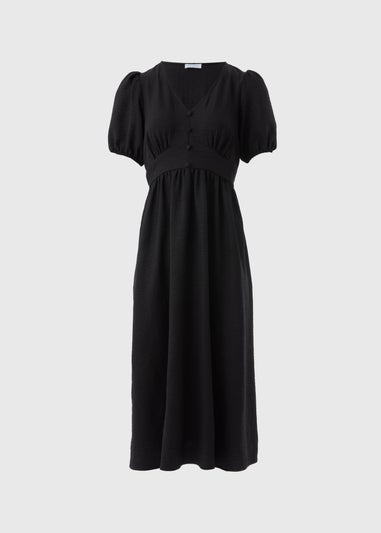 Black Button Midi Tea Dress