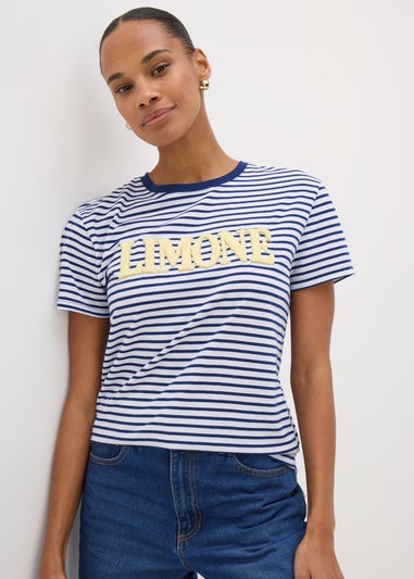 Navy Boucle Limone Stripe T-Shirt