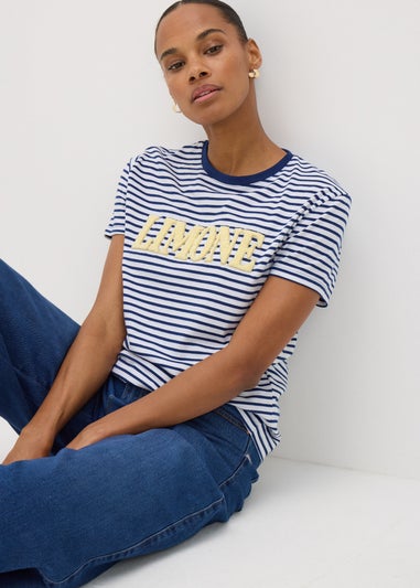 Navy Boucle Limone Stripe T-Shirt