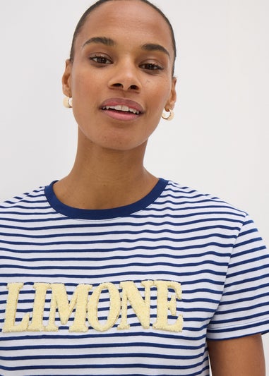 Navy Boucle Limone Stripe T-Shirt