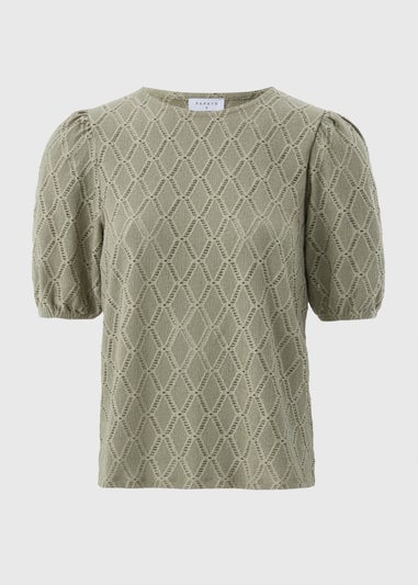 Sage Textured Puff Sleeve Top