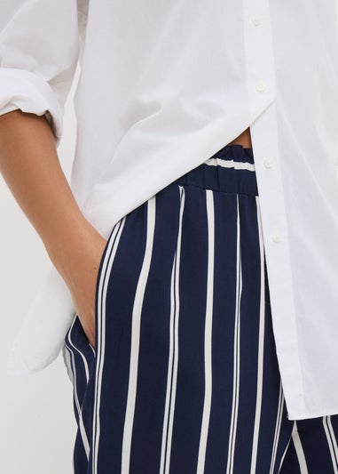 Navy Stripe Cropped Trousers