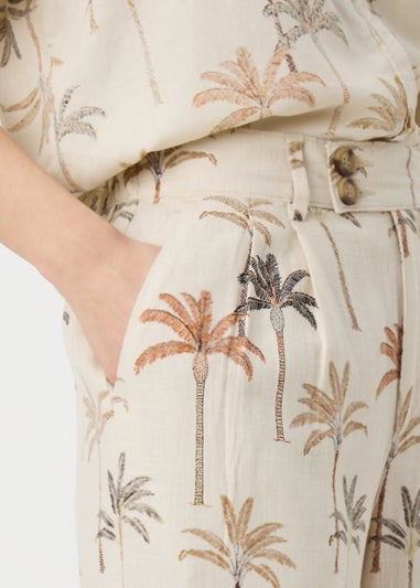 Stone Palm Linen Blend Wide Leg Trousers