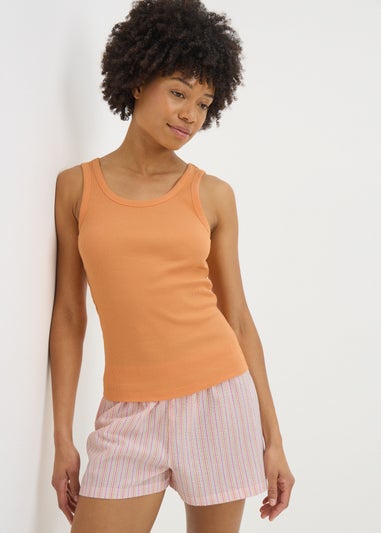 Peach Stripe Shorts & Vest Pyjama Set