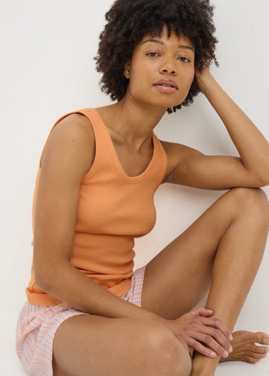 Peach Stripe Shorts & Vest Pyjama Set