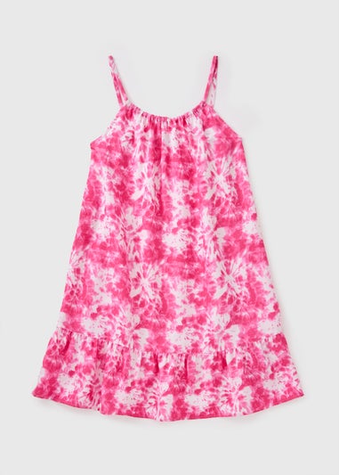 Girls Pink Tie Dye Dress (7-15yrs)
