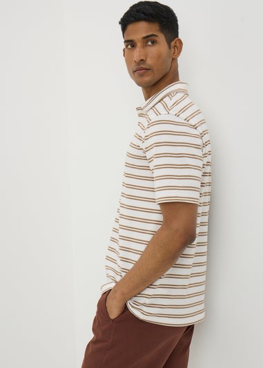 Ecru Stripe Polo Shirt