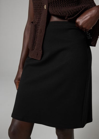 Black Ponte Knee Length Skirt