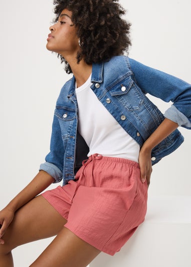 Pink Textured Shorts