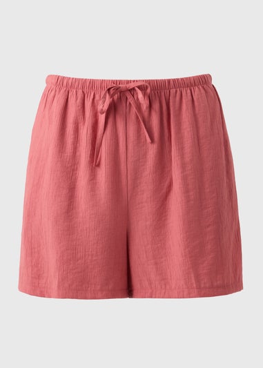 Pink Textured Shorts