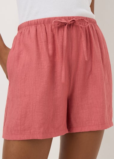 Pink Textured Shorts