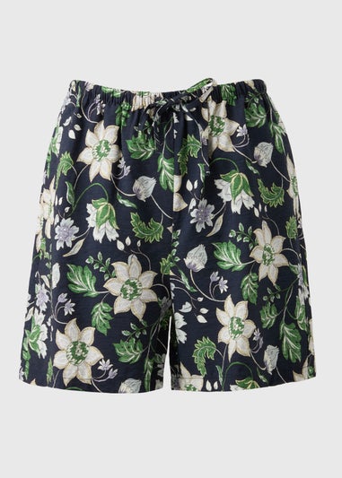 Black Floral Textured Shorts